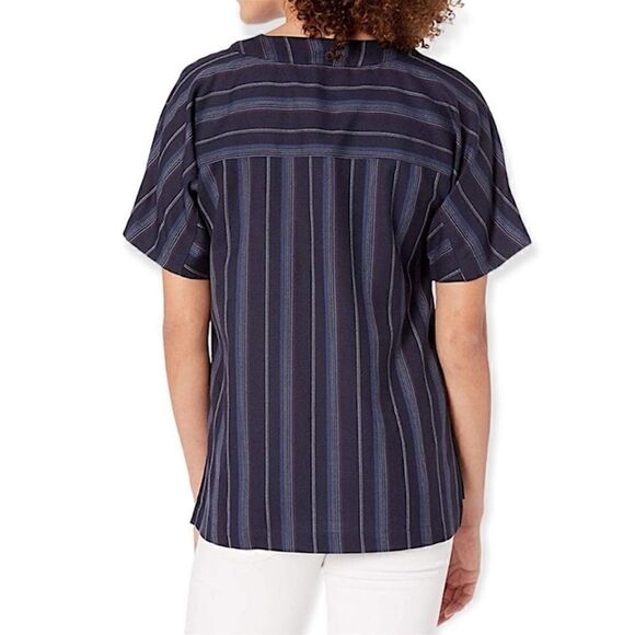 PENDLETON Merino Wool Pinstripe Striped V-Neck Top Blouse Shirt Women’s XS - Picture 2 of 5